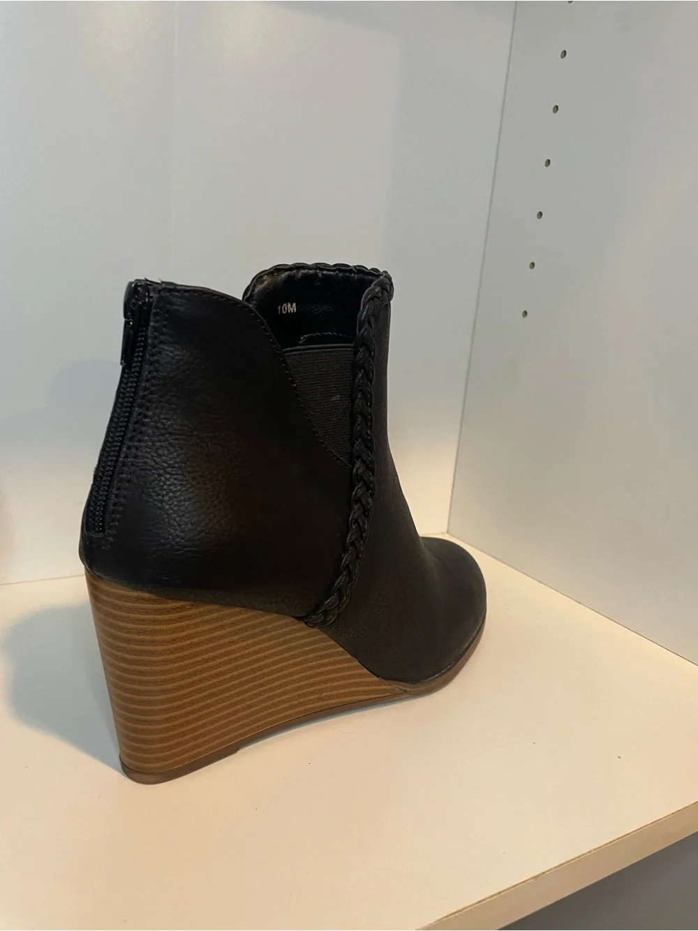 Maurices Black Braided-Trim Wedge Ankle Booties